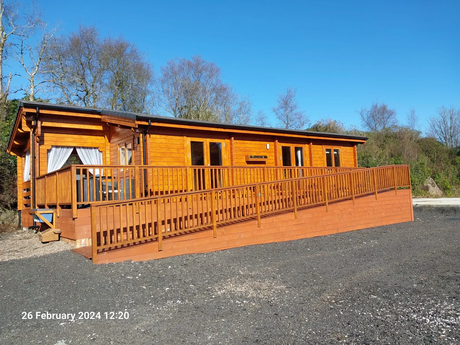 Little Lodge and parking area, Torwood Country Lodges, Newton Stewart