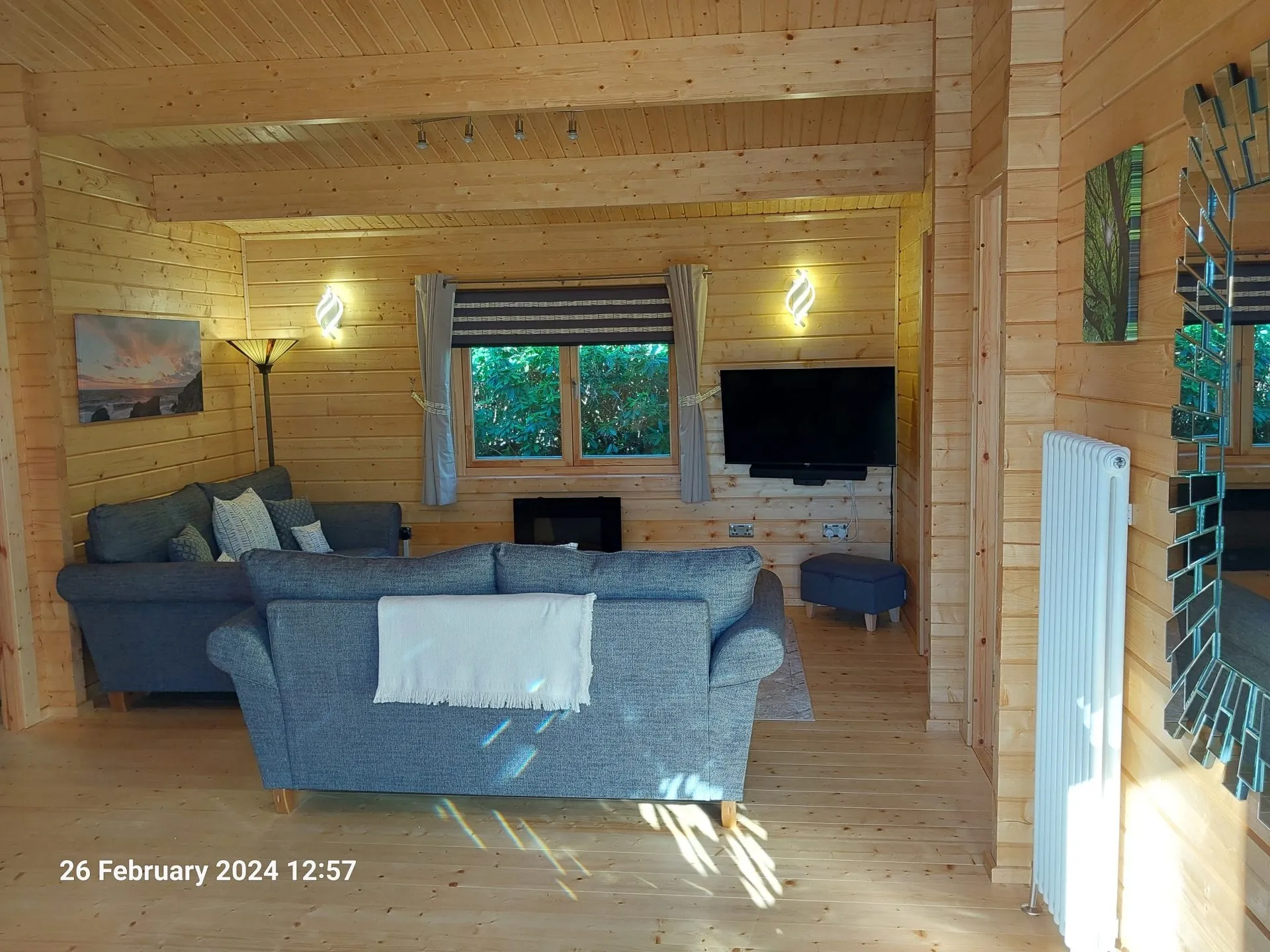 Open plan living area in Little Lodge, Torwood Country Lodges, Newton Stewart